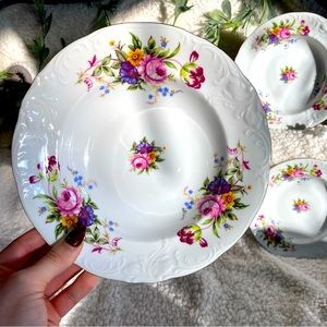 Vintage Royal Kent Collection Poland Dinner Plates with Gold Band (Set of 3)